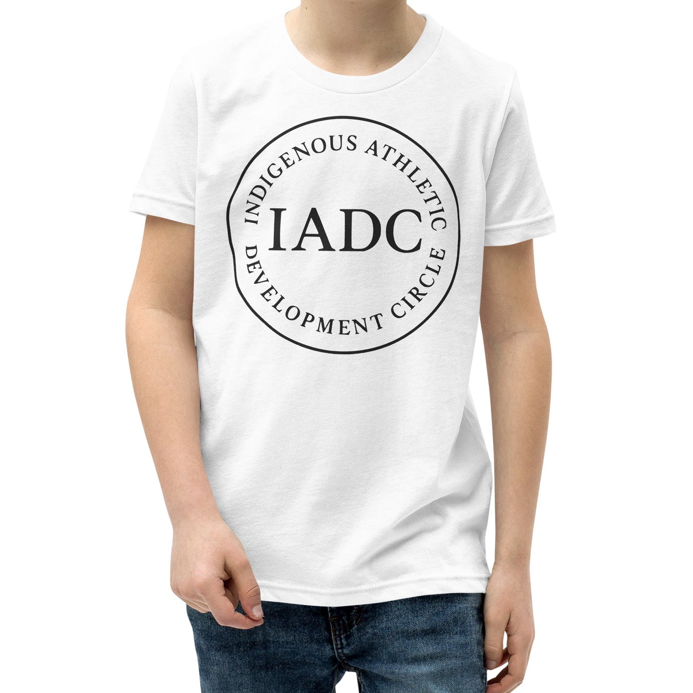 White t-shirt with 'IADC' logo.